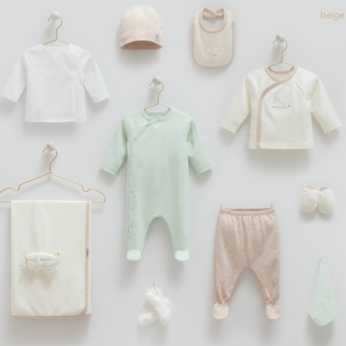 طقم حديث ولادة ١٠ قطع🪡قطن طبيعي ١٠٠٪ ✈️ اخضر