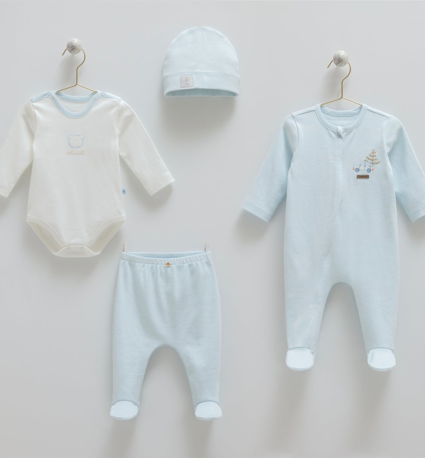 طقم حديث ولادة ٤ قطع🪡قطن طبيعي ١٠٠٪