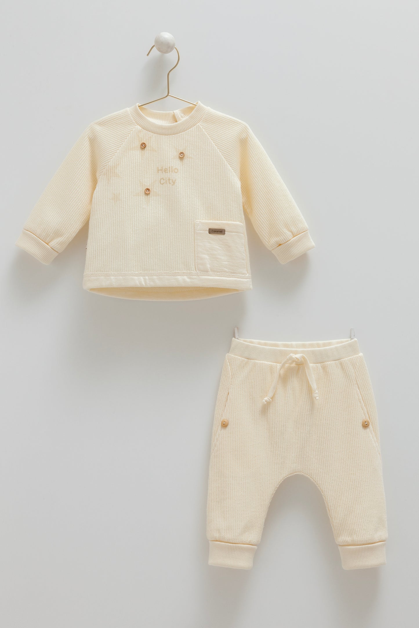 طقم قطعتن قطن ثقيل١٠٠٪ ايفوري✨