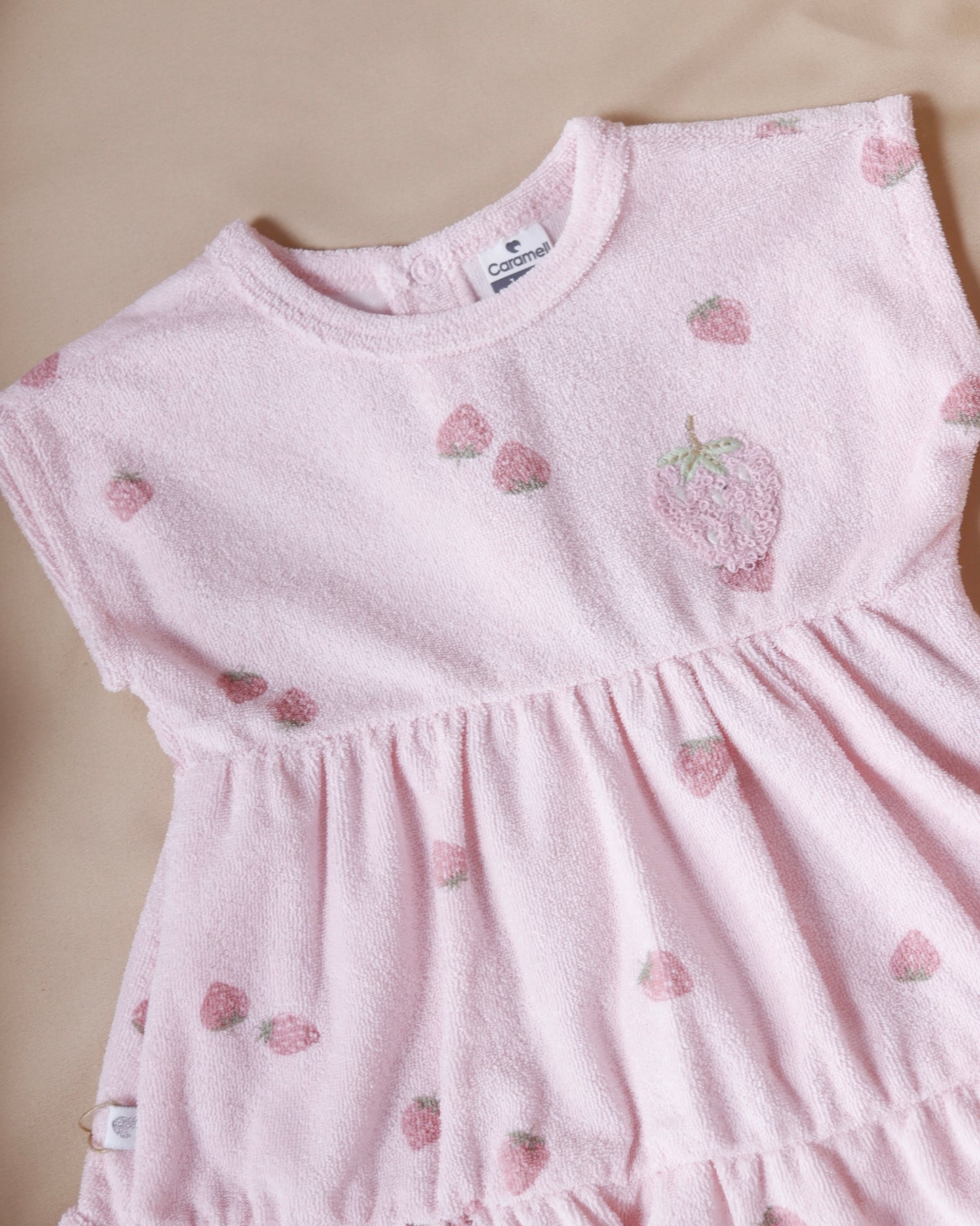 فستان صيفي برسمة الفراولة - الزهري🍓