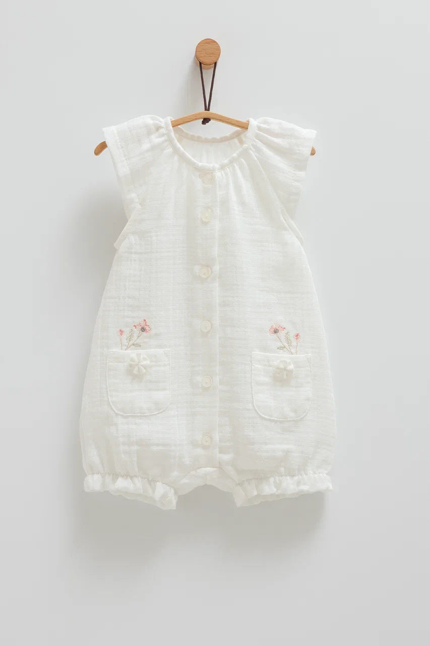 أفرهول صيفي مطرز قطن ١٠٠٪ ابيض