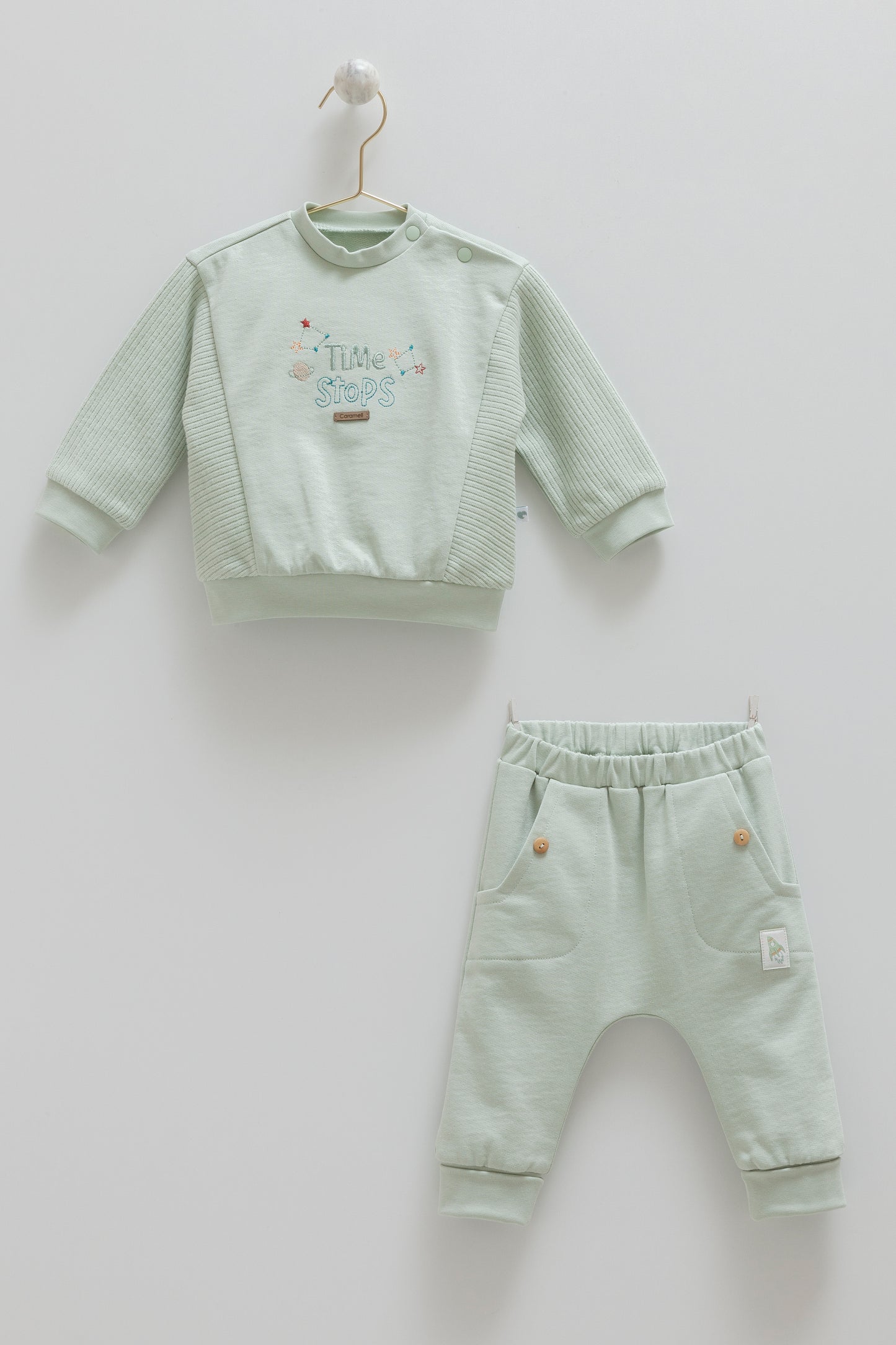 طقم قطعتن قطن ١٠٠٪ اخضر🪐