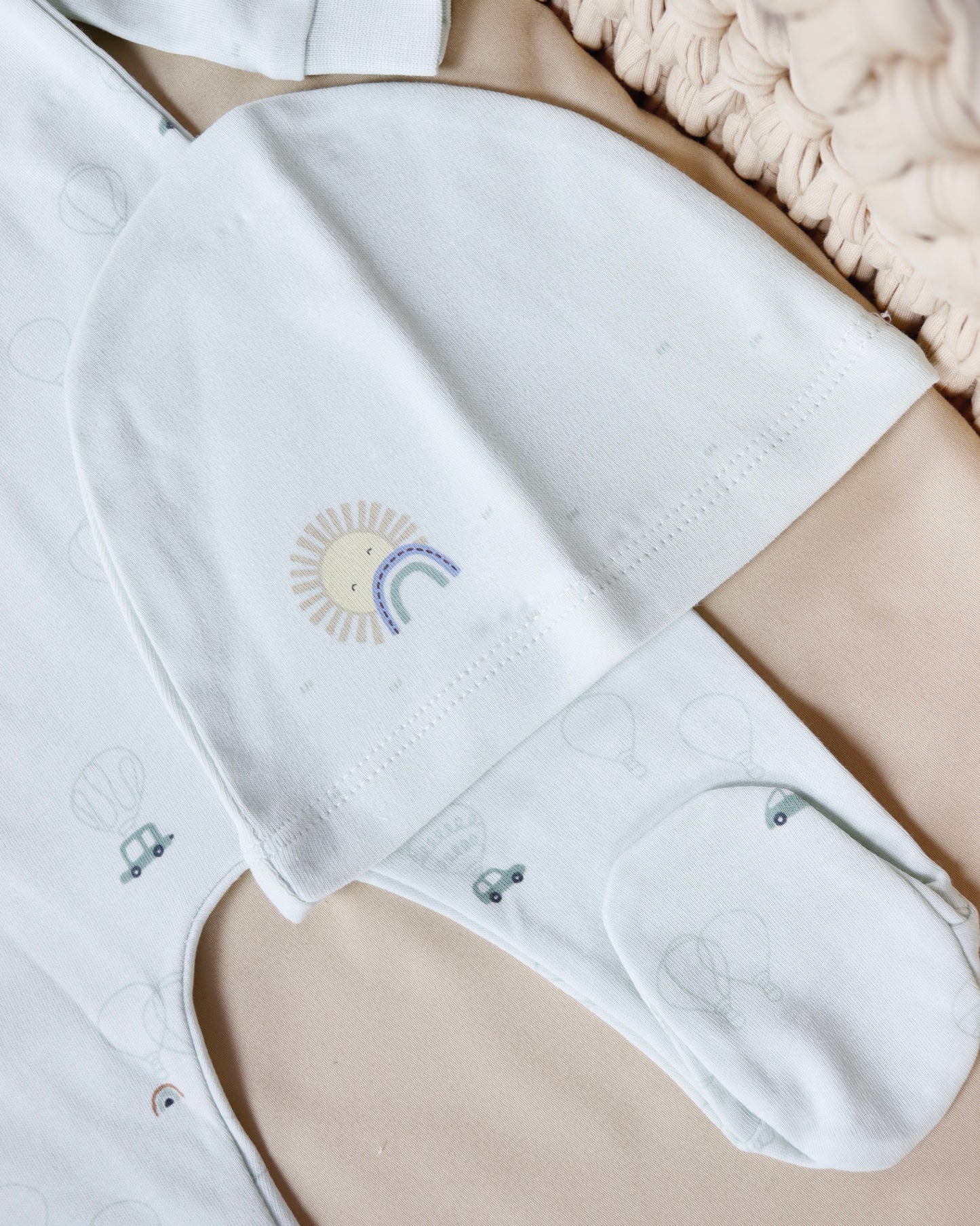 طقم أفرهول مع طاقية قطن ١٠٠٪🪡 أخضر