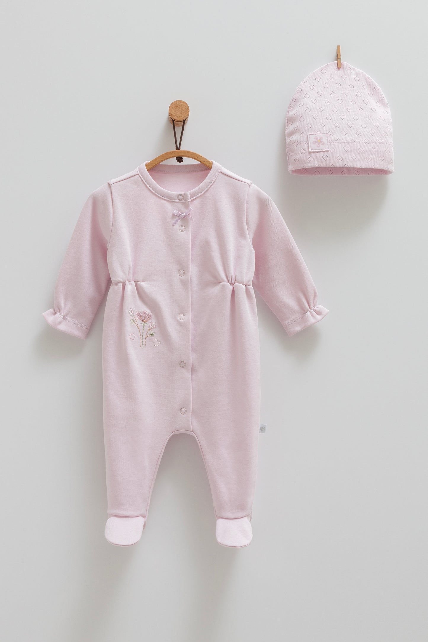 أفرهول مع طاقية قطن طبيعي ١٠٠٪ تطريز الوردة🌸 نهدي