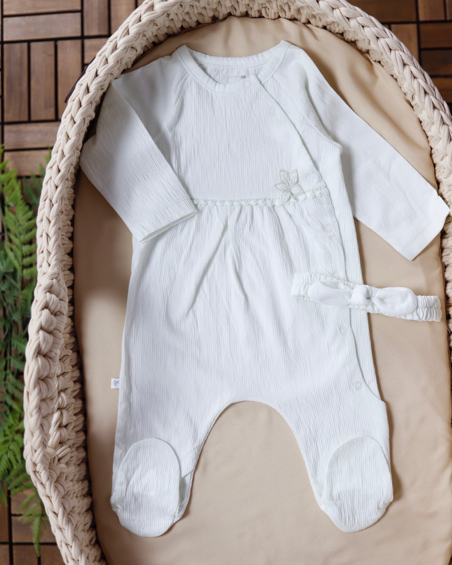 طقم بيبي قطن ١٠٠٪ ٤ قطع ١-٣ أشهر أخضر