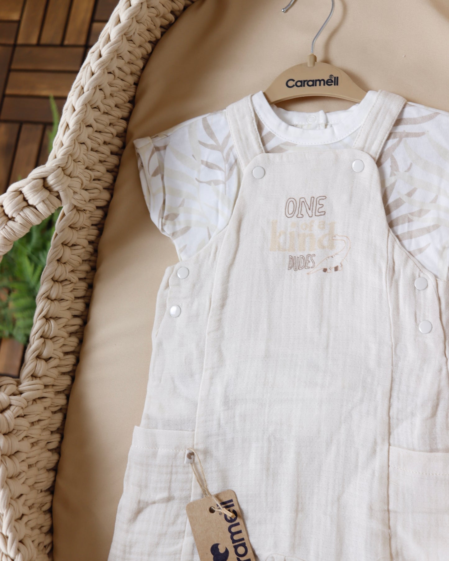 طقم أفرهول صيفي خفيف قطن ١٠٠٪ بيج