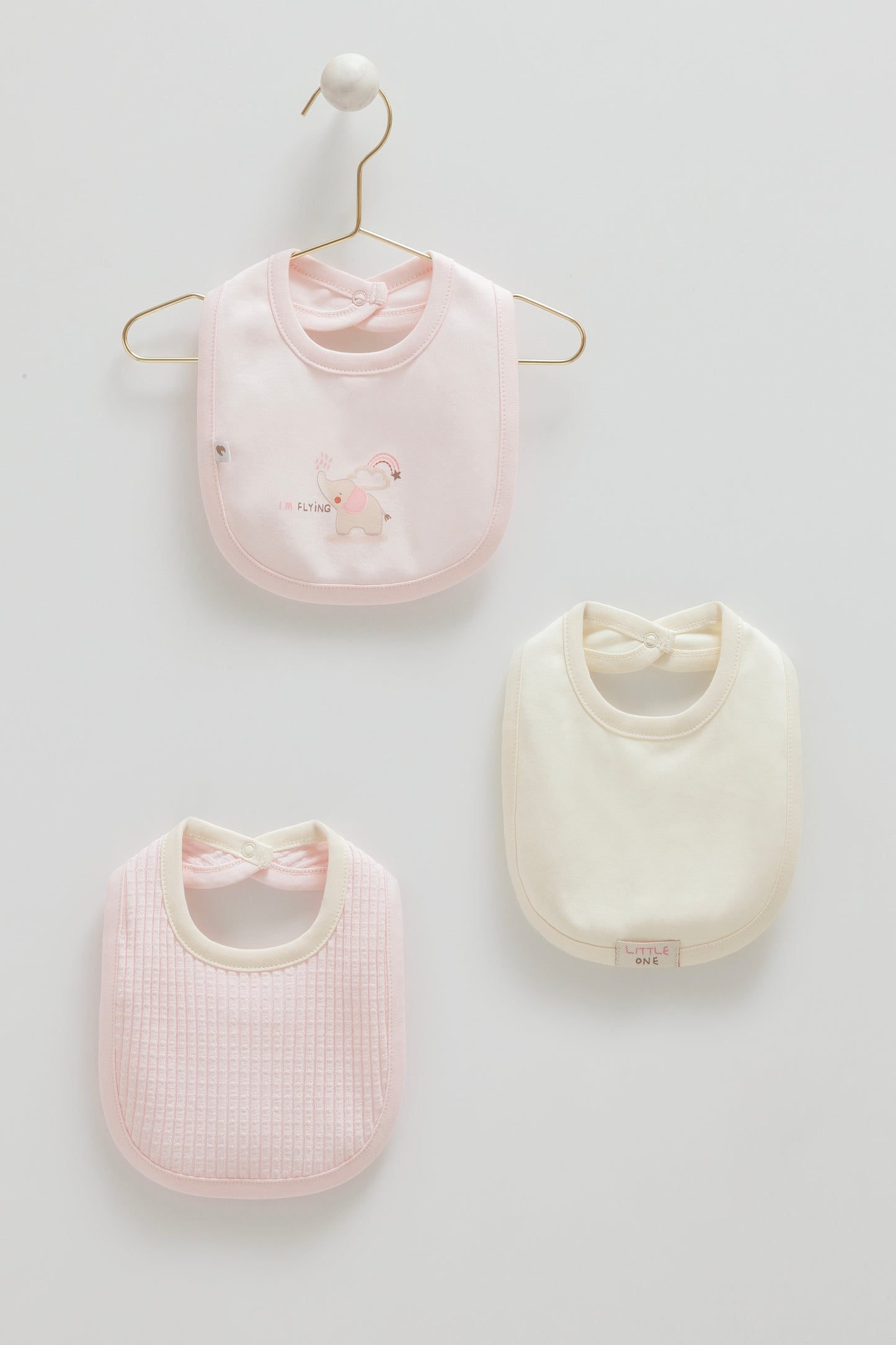 طقم مريلة ٣ قطع قطن ١٠٠٪ زهري🐘