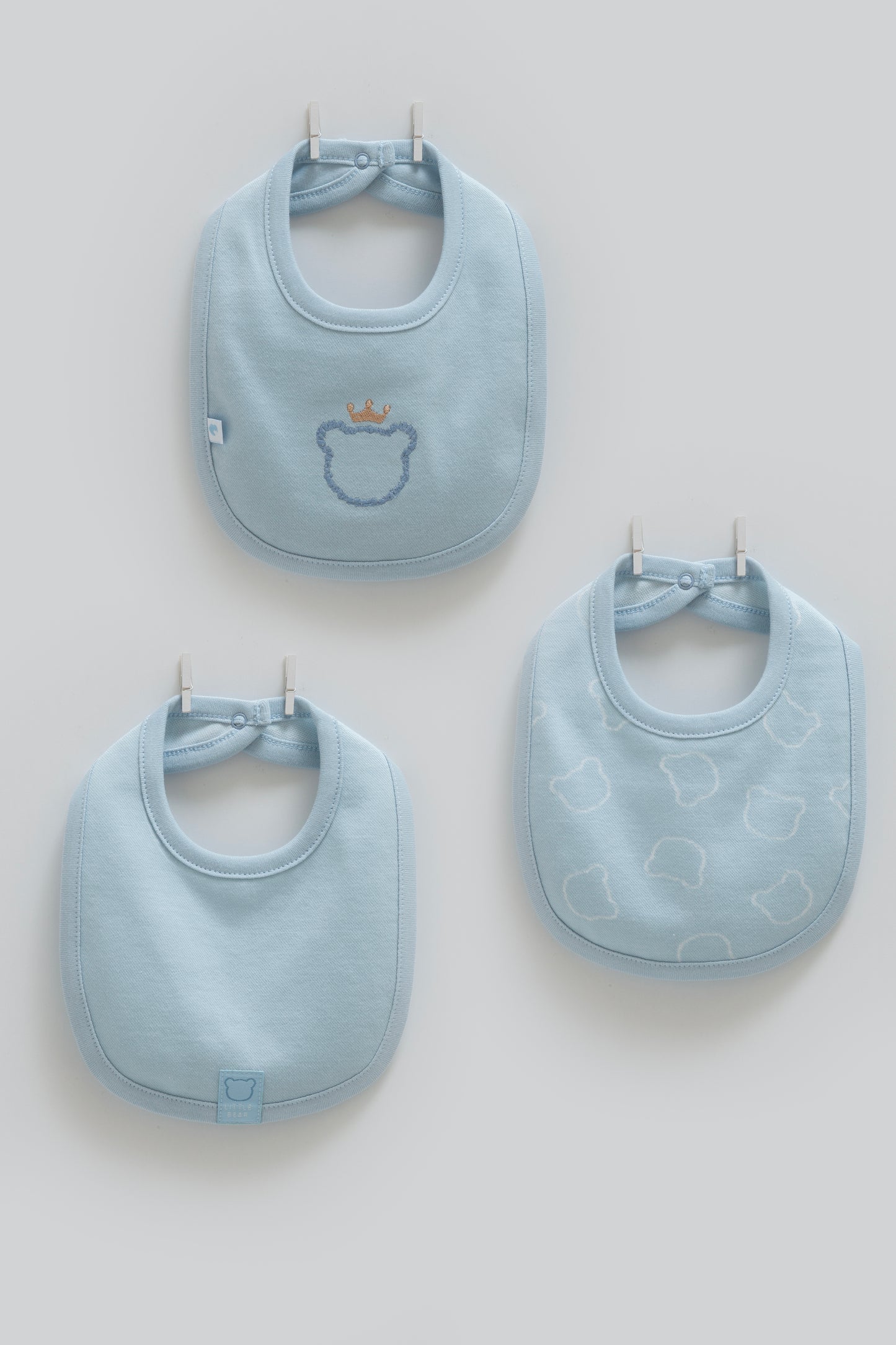 طقم مريلة ٣ قطع قطن ١٠٠٪ ازرق🧸