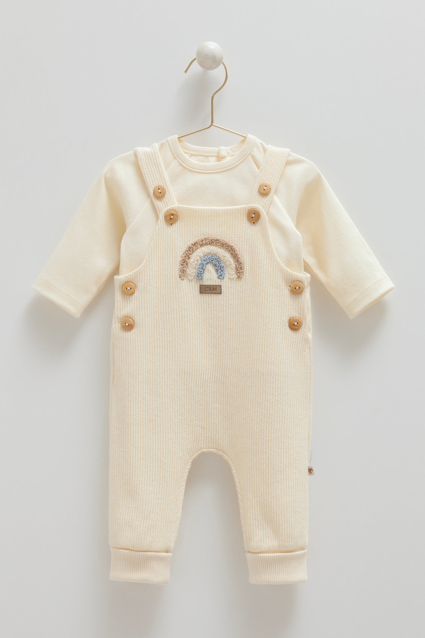 طقم أفرهول قطن شتوي ١-١٢ شهر🌨️ايفوري