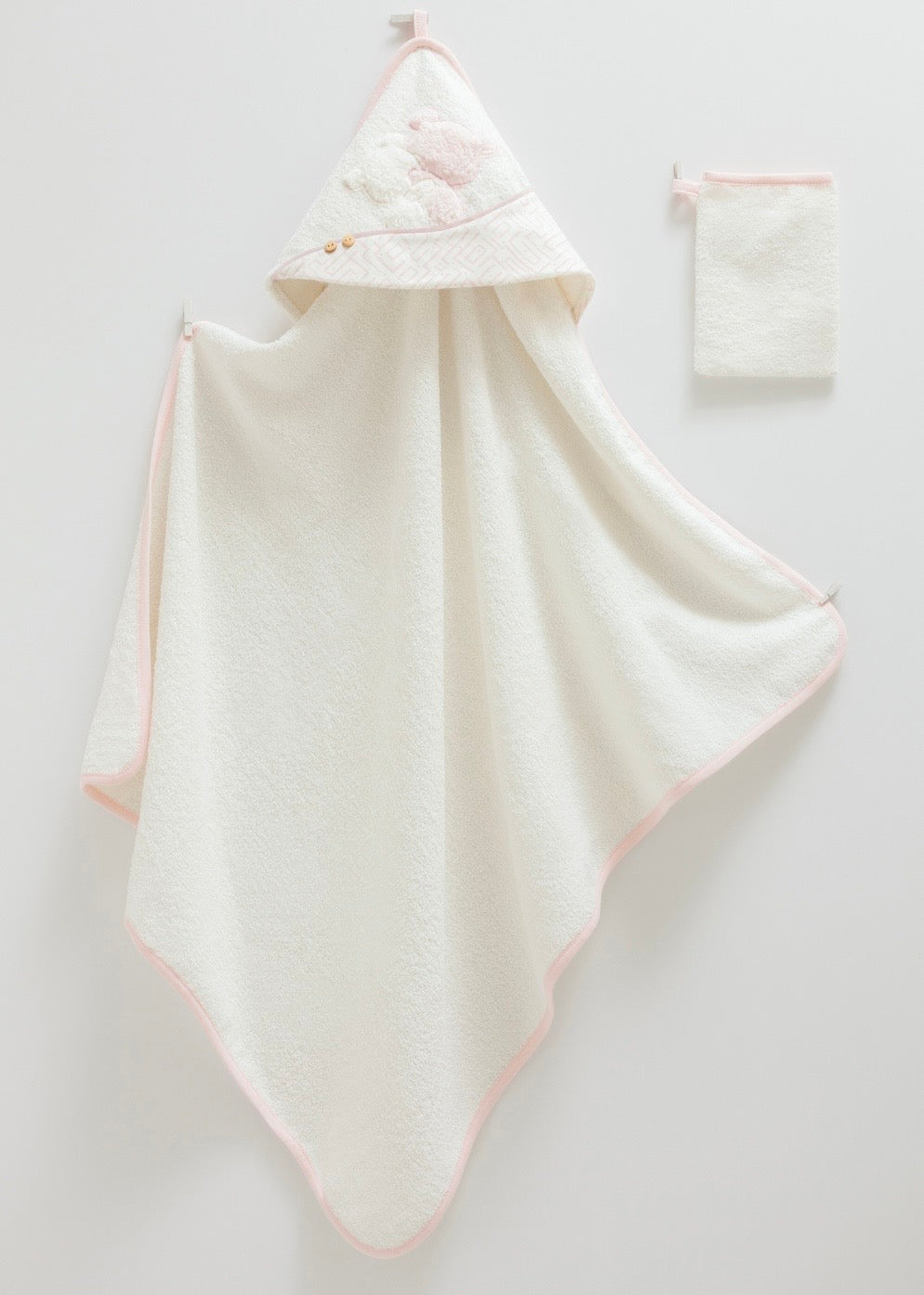 طقم منشفة بيبي🚿قطن ١٠٠٪ 🧸 زهري فاتح