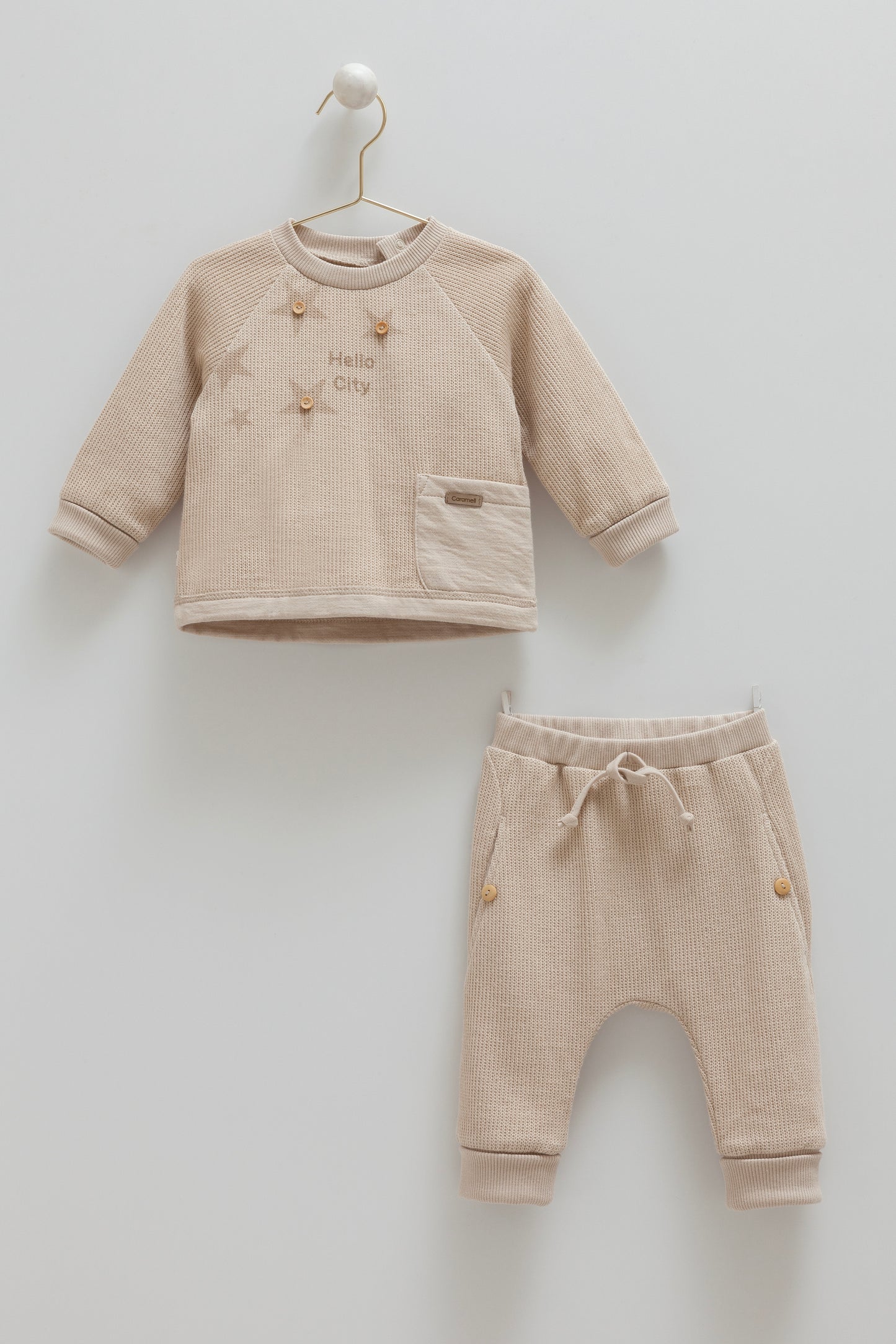 طقم قطعتن قطن ثقيل١٠٠٪ بني✨