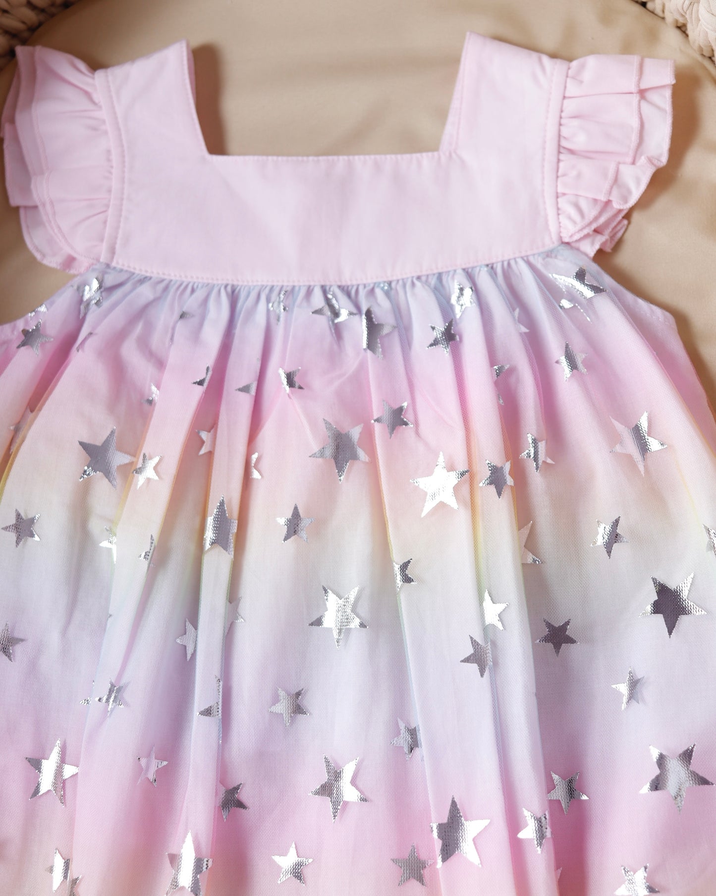 💕طقم فستان بيبي ستارز قطعتين 