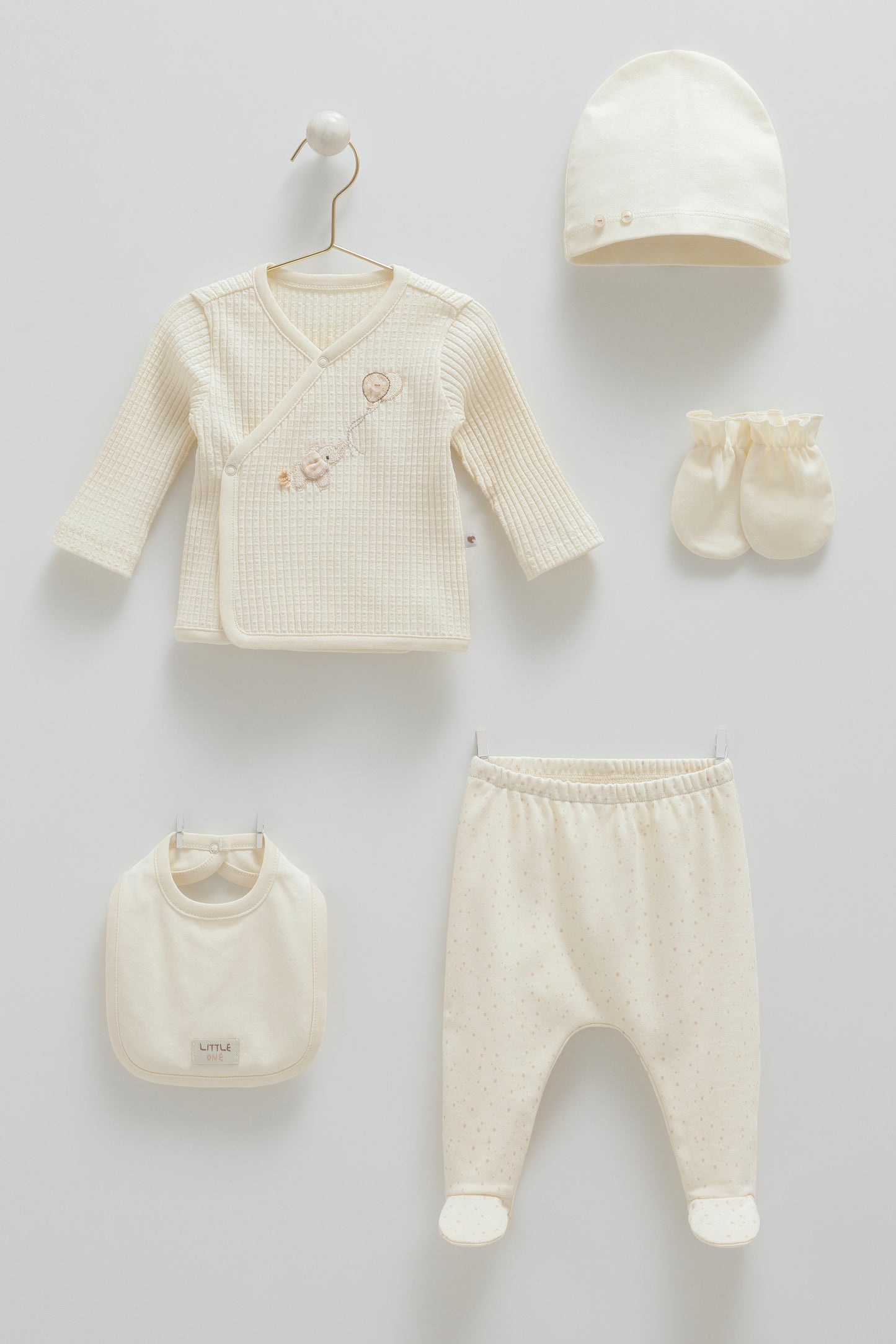 طقم حديث ولادة ٥ قطع🪡قطن طبيعي ١٠٠٪🐘