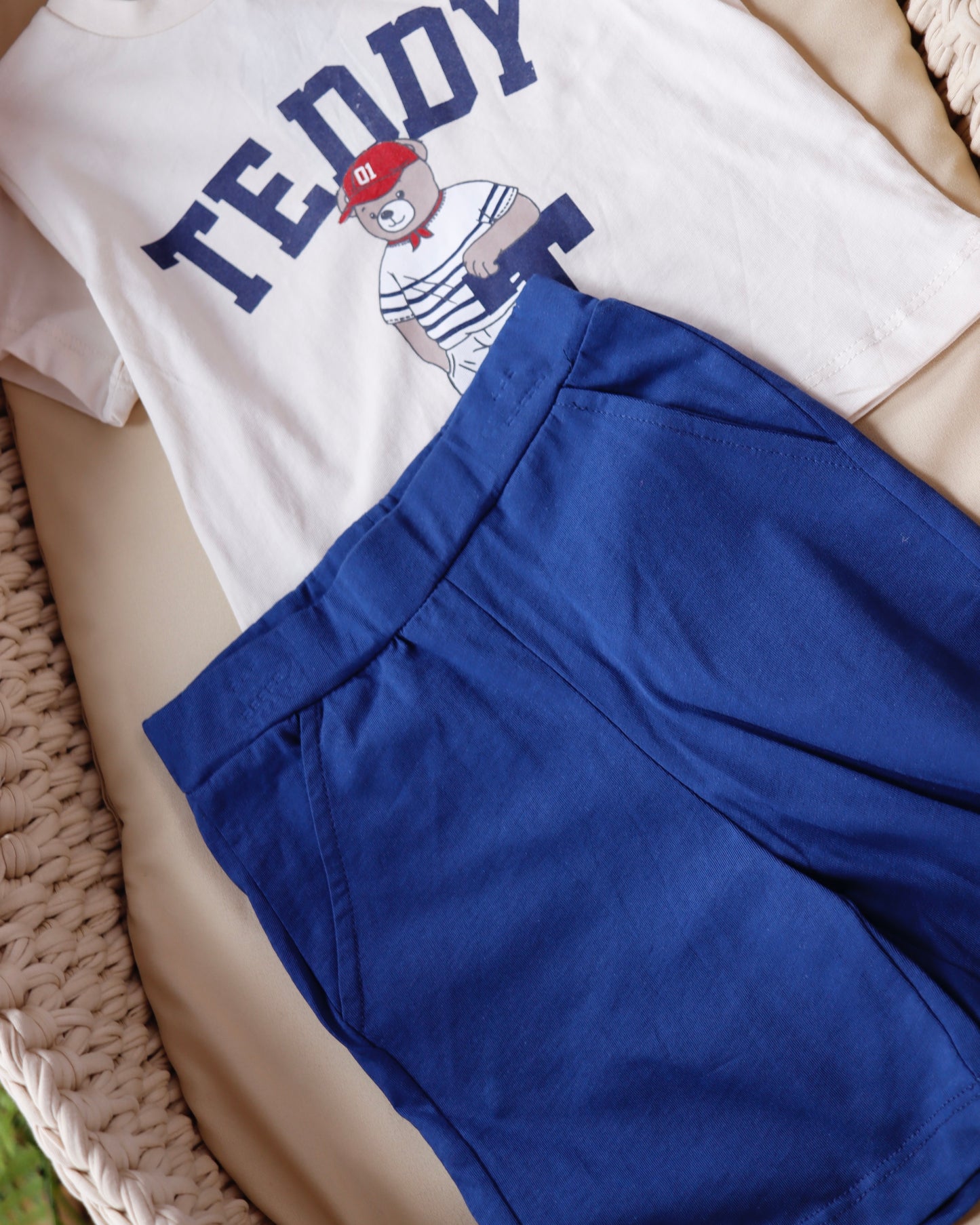 طقم شورت قطني قطعتين٢-٥ سنوات💙