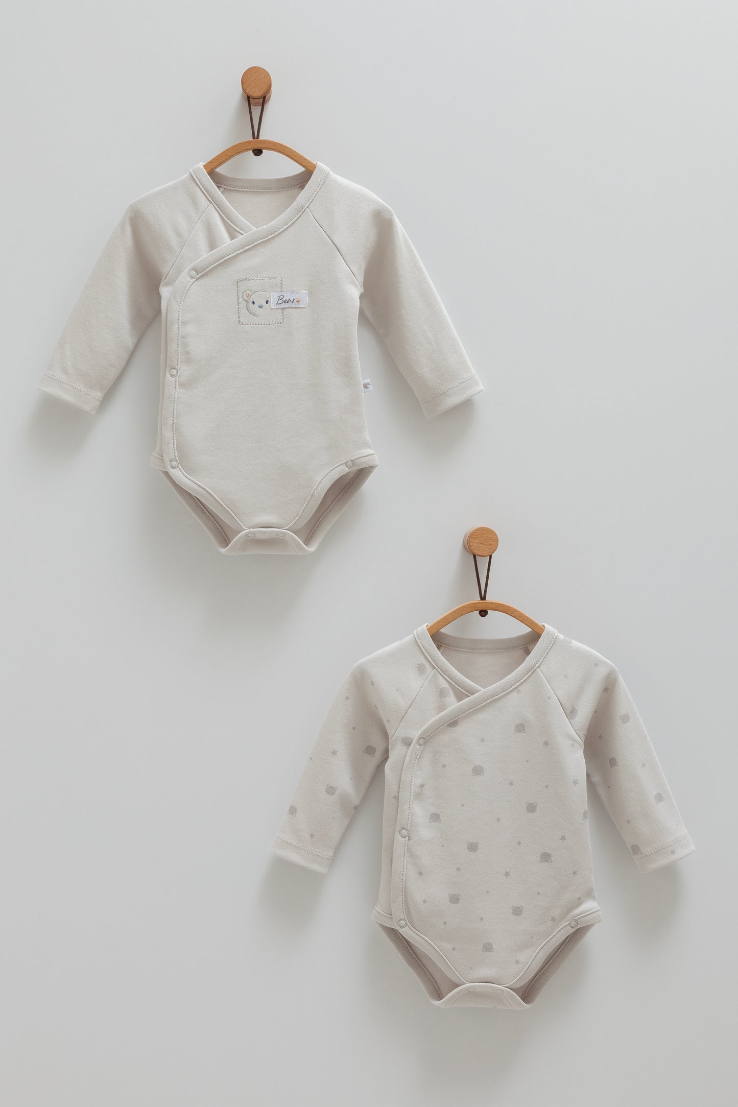 طقم تبان بيبي قطعتين قطن ١٠٠٪ بيج 🧸٠-٩ أشهر