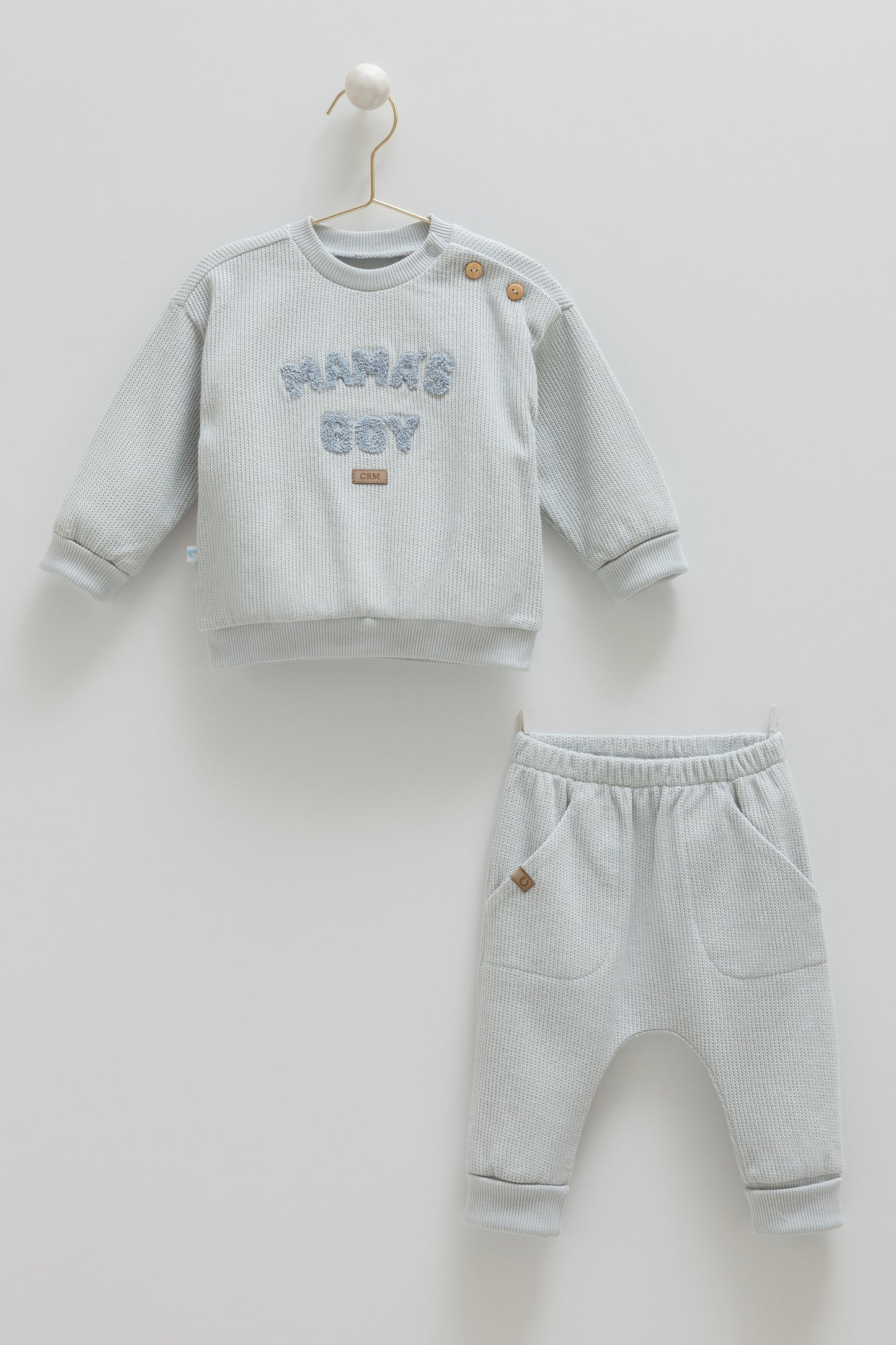 طقم قطعتن قطن ثقيل١٠٠٪ ازرق✨٣-١٨ شهر