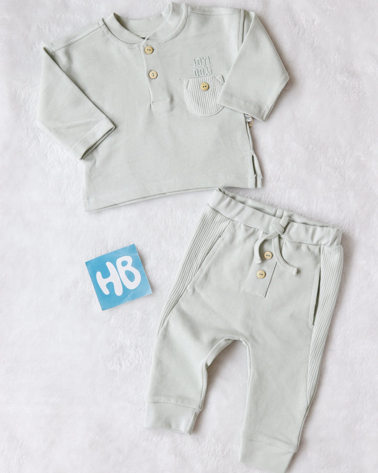 طقم بيبي قطن ١٠٠٪ اخضر