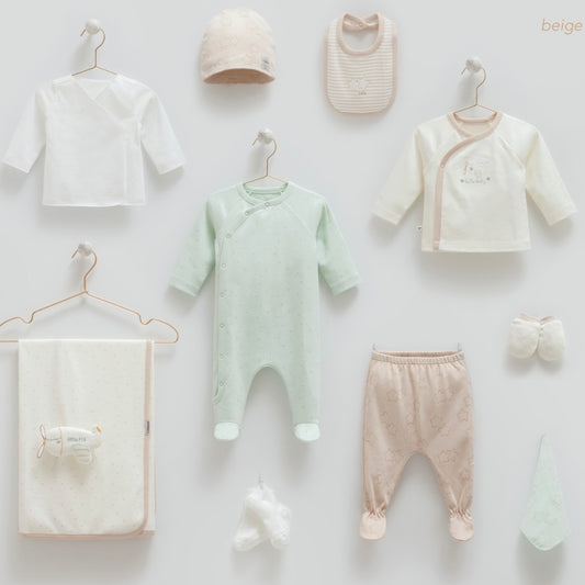 طقم حديث ولادة ١٠ قطع🪡قطن طبيعي ١٠٠٪‏ ✈️ اخضر