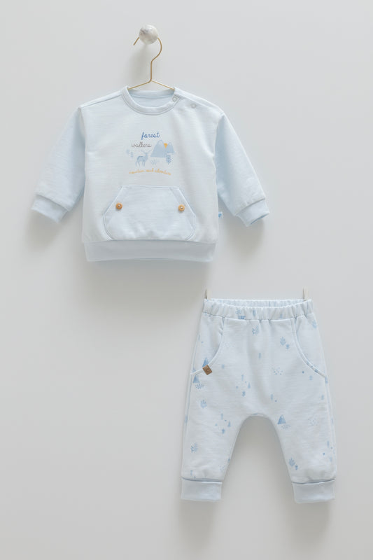 طقم قطعتين ٣- ٢٤ شهر ازرق ⛰️