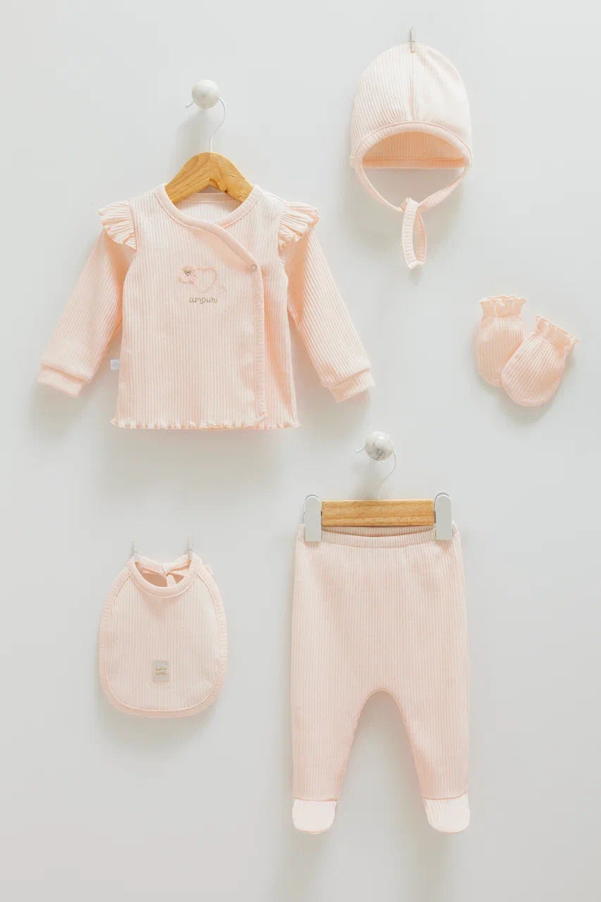 طقم بيبي قطن ٥ قطع/ ١-٣ أشهر