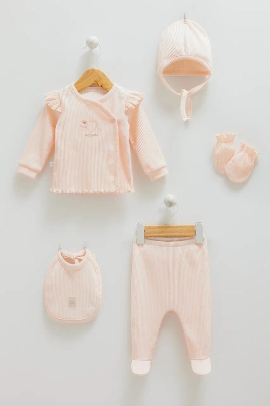 طقم بيبي قطن ٥ قطع/ ١-٣ أشهر