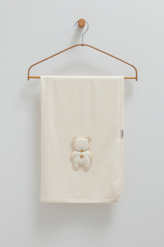 بطانية/ كوفلية بيبي قطن ١٠٠٪ ايفوري🧸