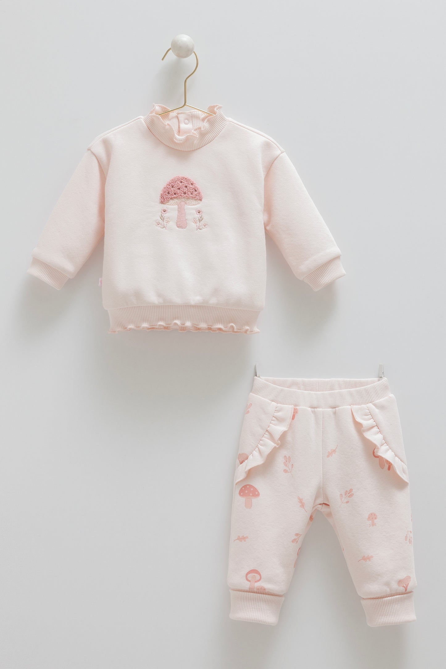 طقم قطن مبطن ١-١٢ شهر🍄زهري