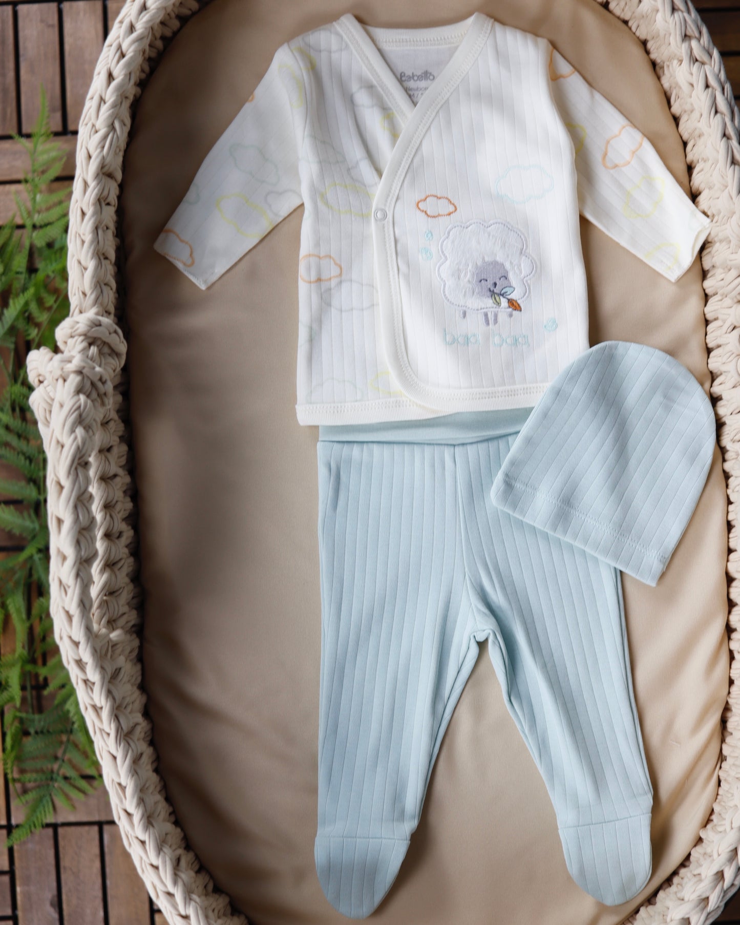 طقم بيبي قطن ٣ قطع 🩵