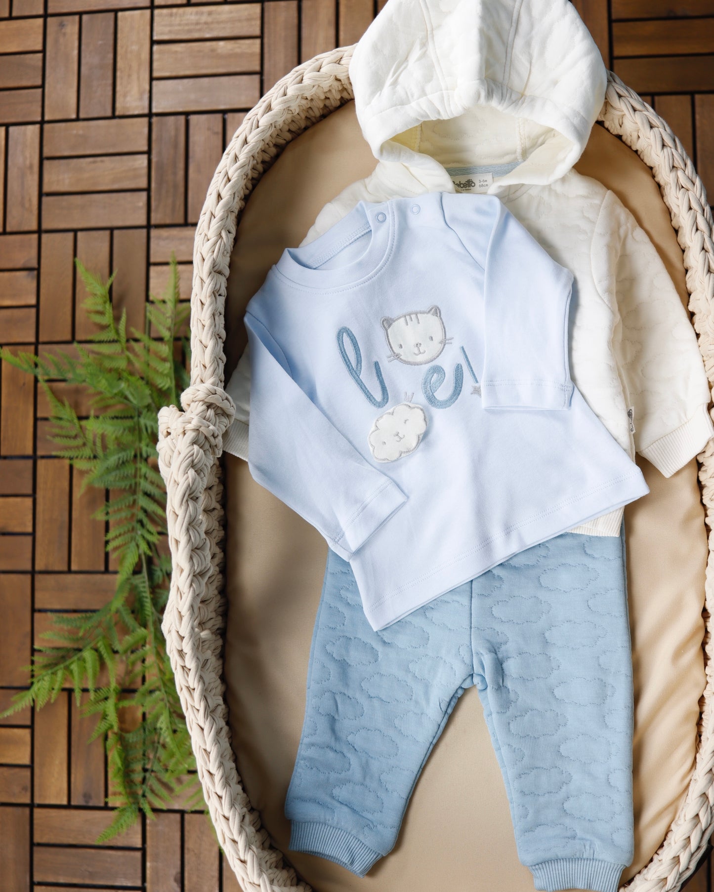 طقم قطن باللون الازرق ٣ قطع 🐱💙