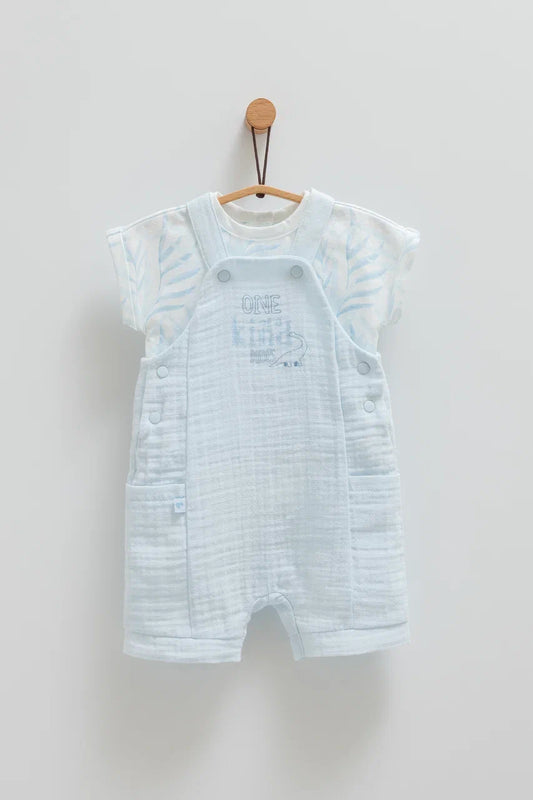 طقم أفرهول صيفي خفيف قطن ١٠٠٪‏ أزرق