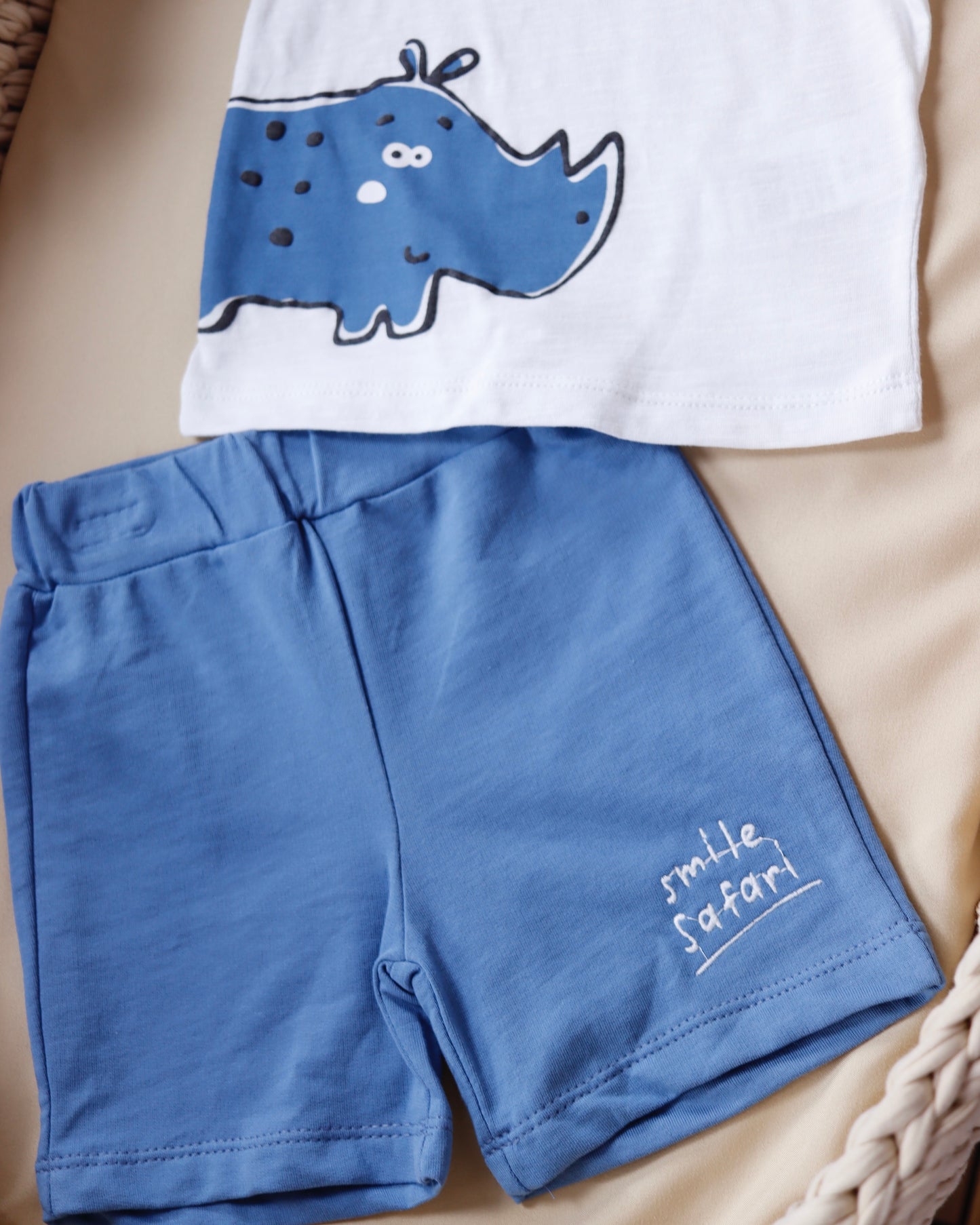 طقم شورت قطني قطعتين