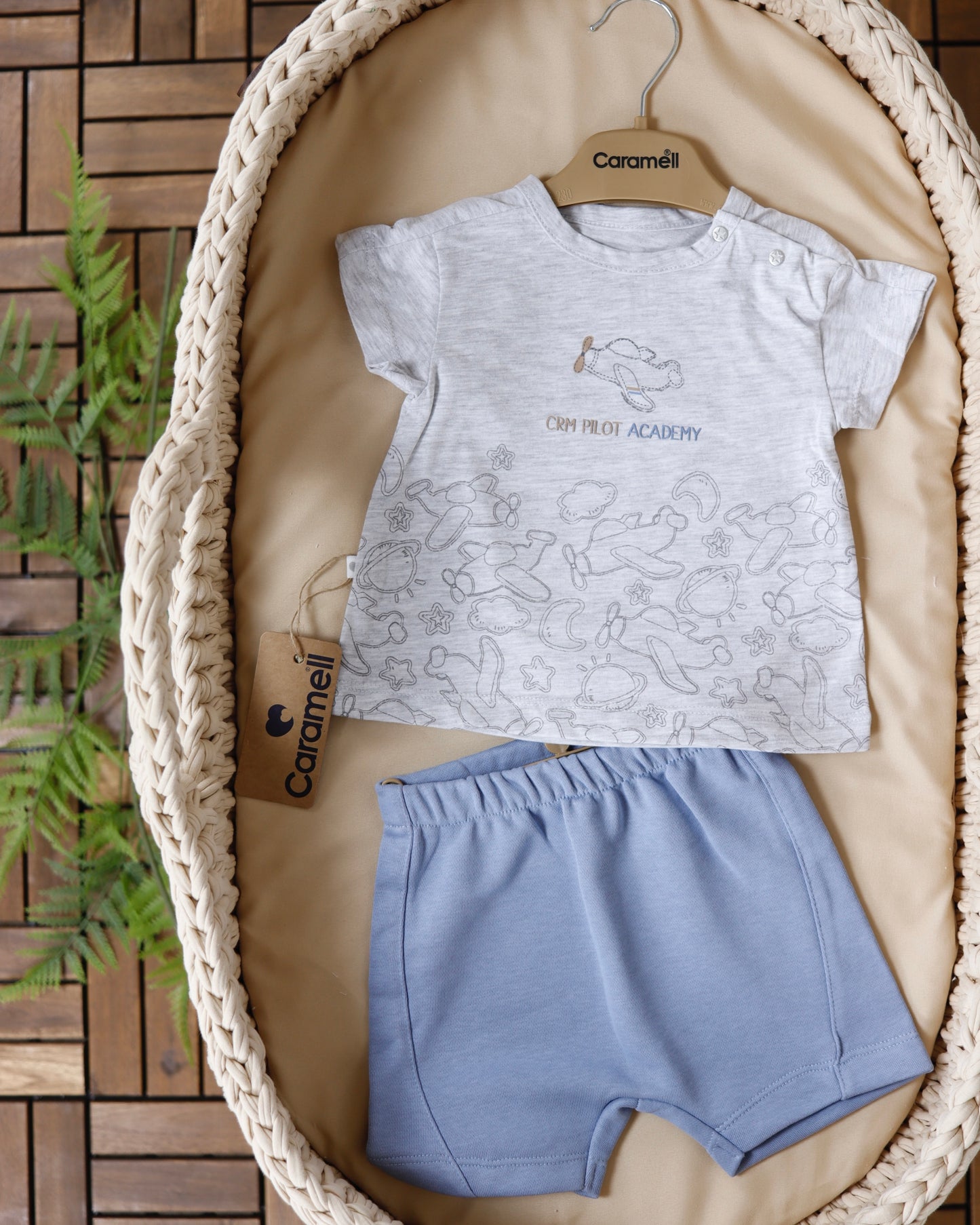 طقم صيفي قطن١٠٠٪‏ ازرق ٣-١٨ شهر