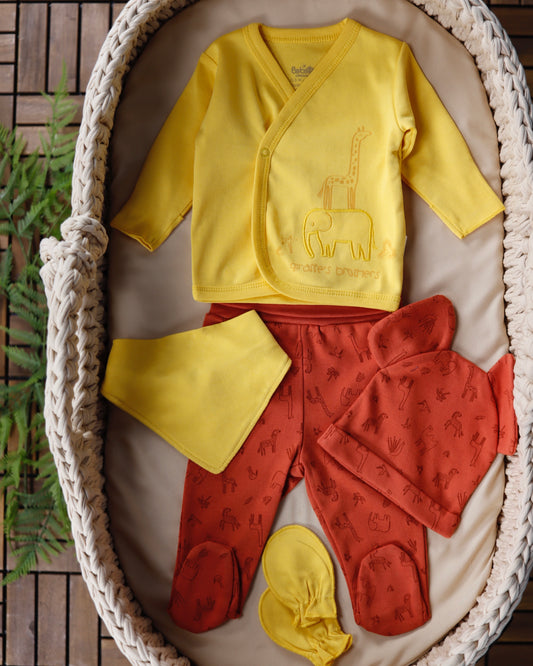 طقم بيبي قطن ٥ قطع💛