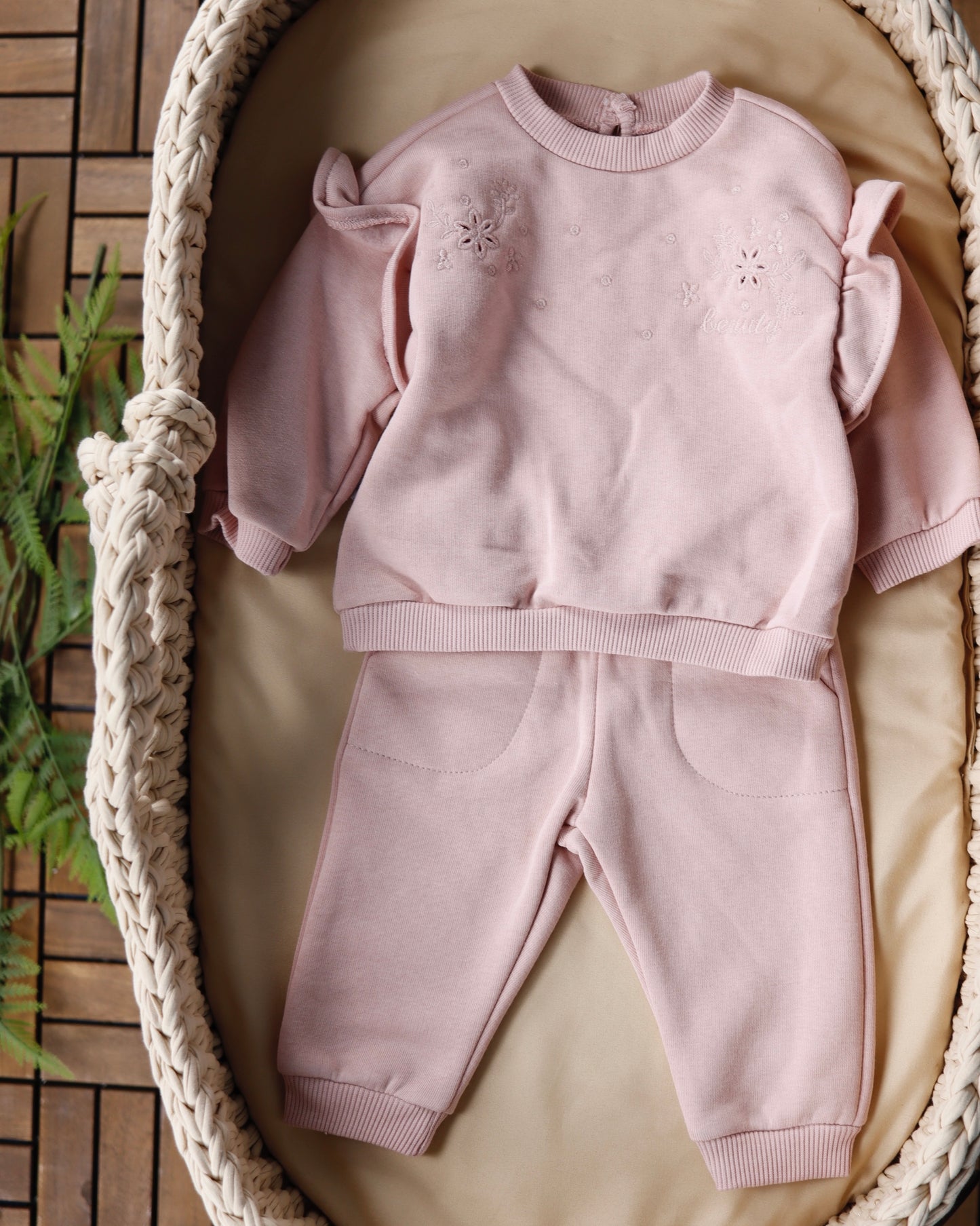 طقم بيبي قطن مبطن - لون سومو