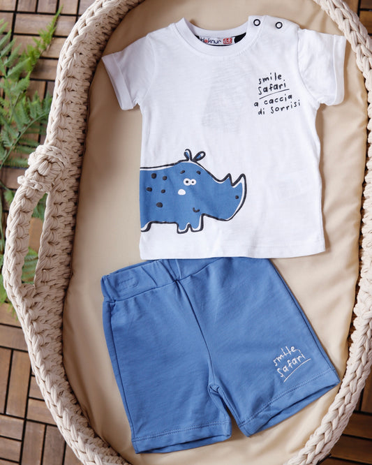 طقم شورت قطني قطعتين