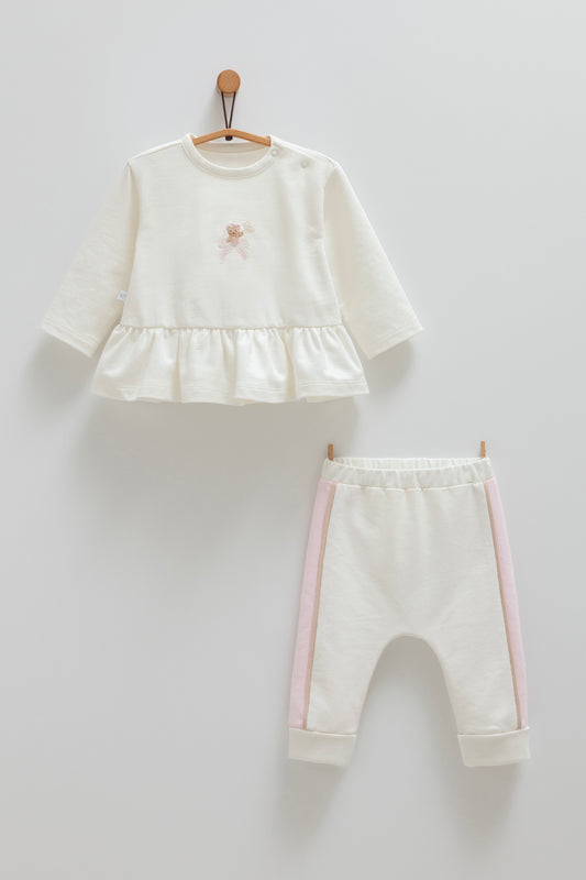 طقم بيبي قطن ١٠٠٪‏ ابيض 🧸