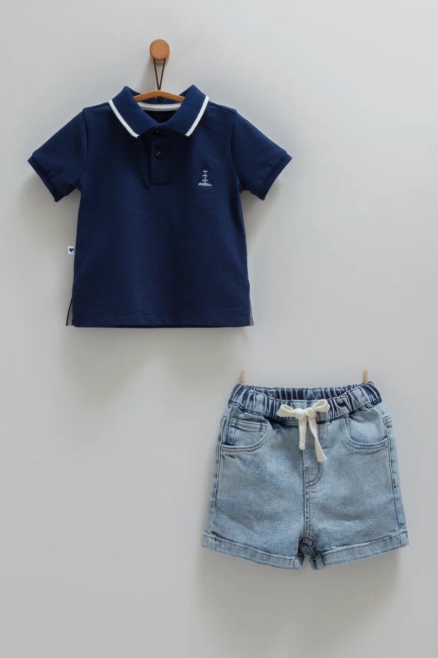 طقم جينز قطعتين💙 ٦-٣٦ شهر