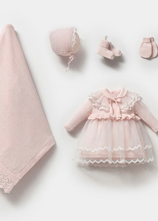 طقم بيبي حديث ولادة قطن غزل طبيعي  ١٠٠٪‏ زهري