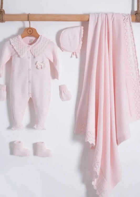 طقم بيبي حديث ولادة قطن غزل طبيعي ١٠٠٪‏ زهري