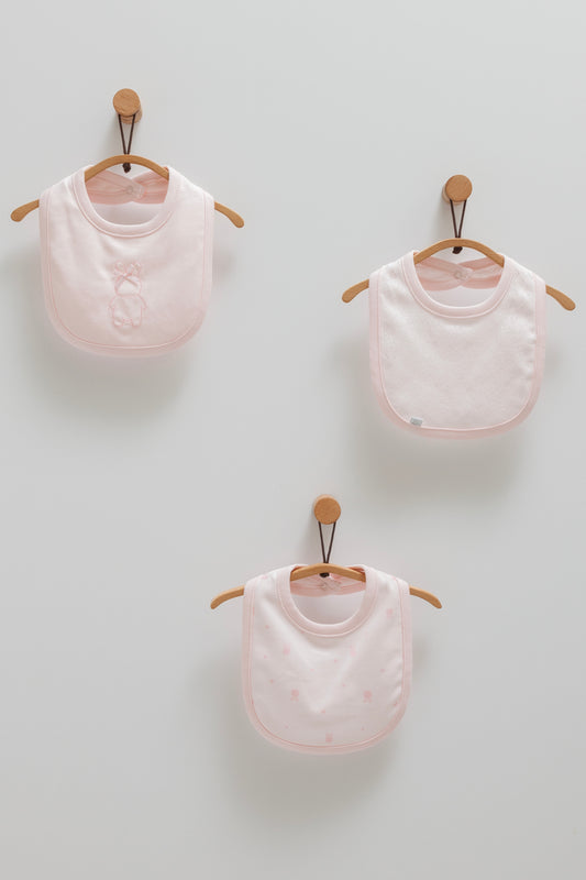 طقم مريلة ٣ قطع قطن ١٠٠٪‏ زهري🧸