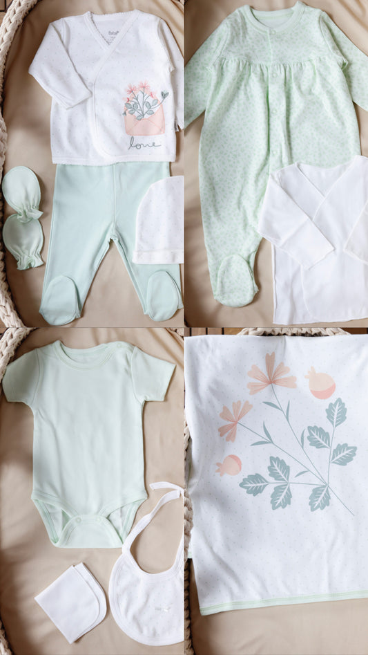 طقم بيبي قطن ١٠ قطع/ ٠-٣ أشهر💚
