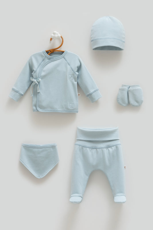 طقم حديث ولادة ٥ قطع🪡قطن طبيعي ١٠٠٪‏