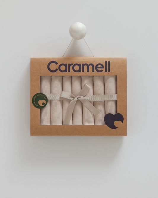 طقم مناديل بيبي قطن طبيعي ١٠٠٪‏ ٧ قطع بيج