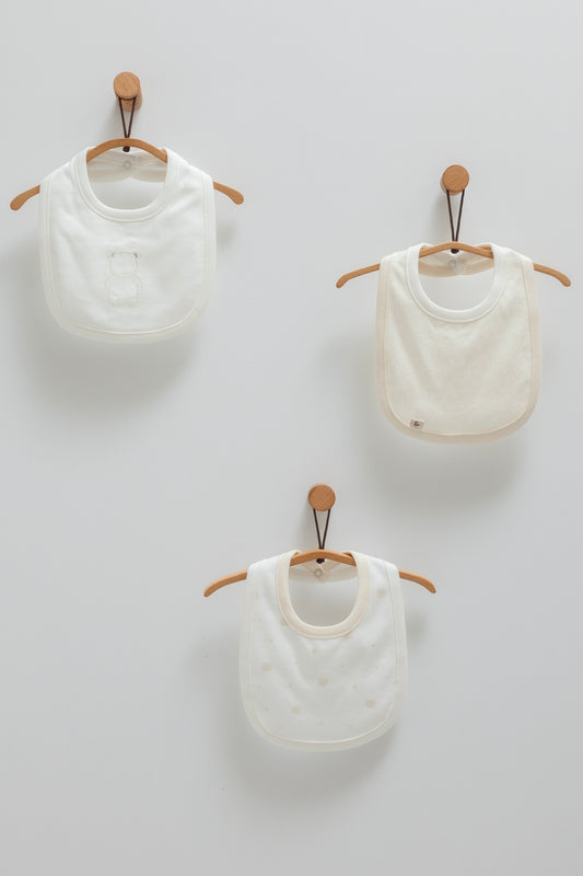 طقم مريلة ٣ قطع قطن ١٠٠٪‏ ابيض 🧸