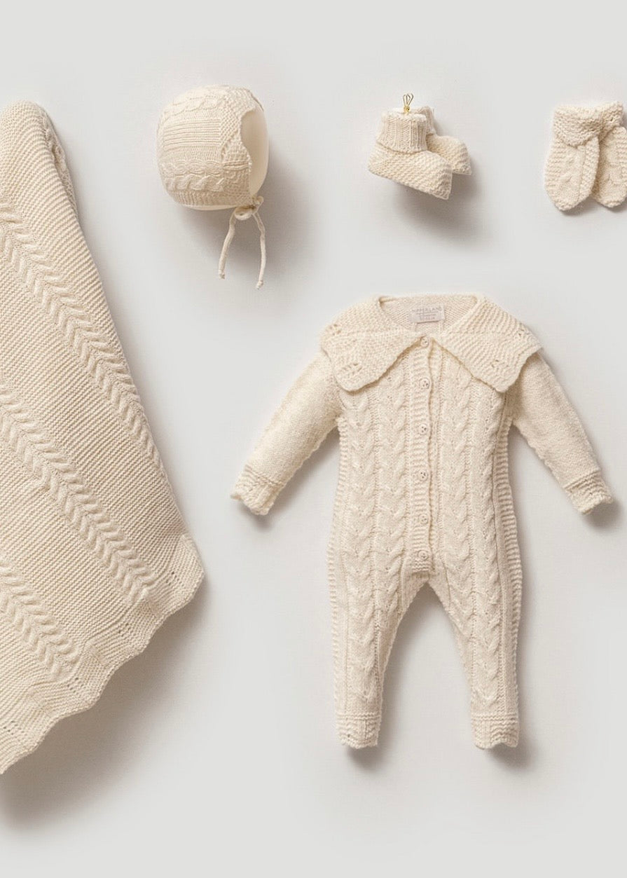 طقم بيبي حديث ولادة شتوي صوف طبيعي🕊️