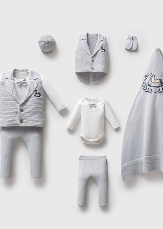 طقم بيبي حديث ولادة قطن غزل طبيعي ١٠٠٪‏ ازرق