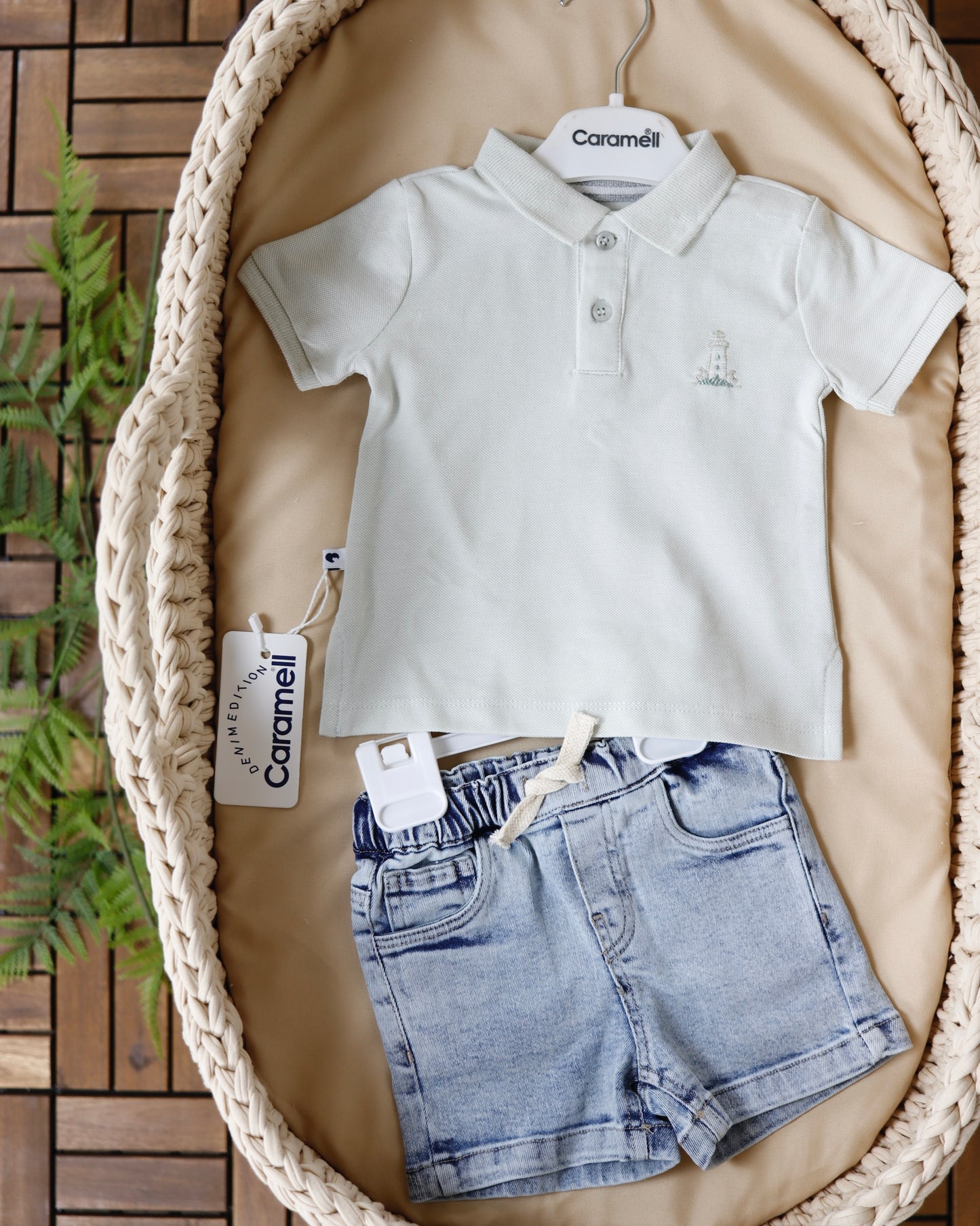 طقم جينز قطعتين💚 ٦-٣٦ شهر