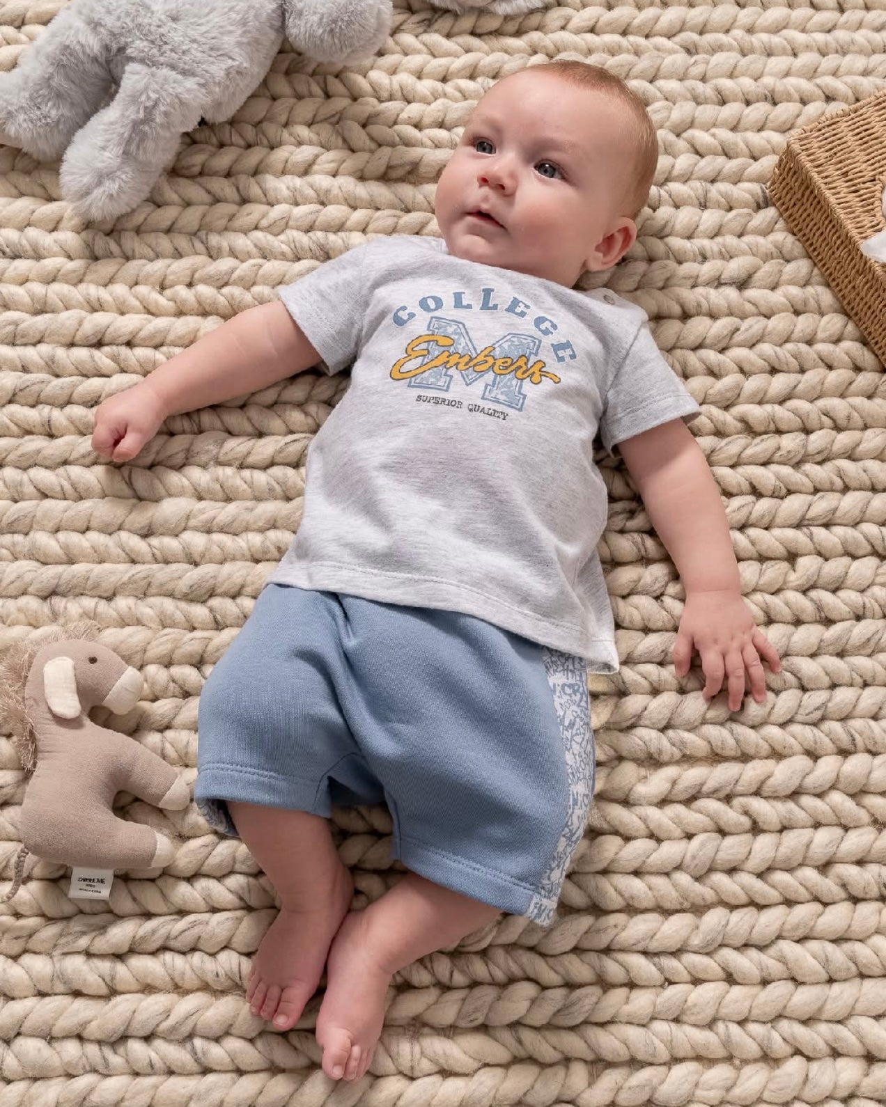 طقم صيفي قطن١٠٠٪‏ ازرق غامق ٣-١٨ شهر