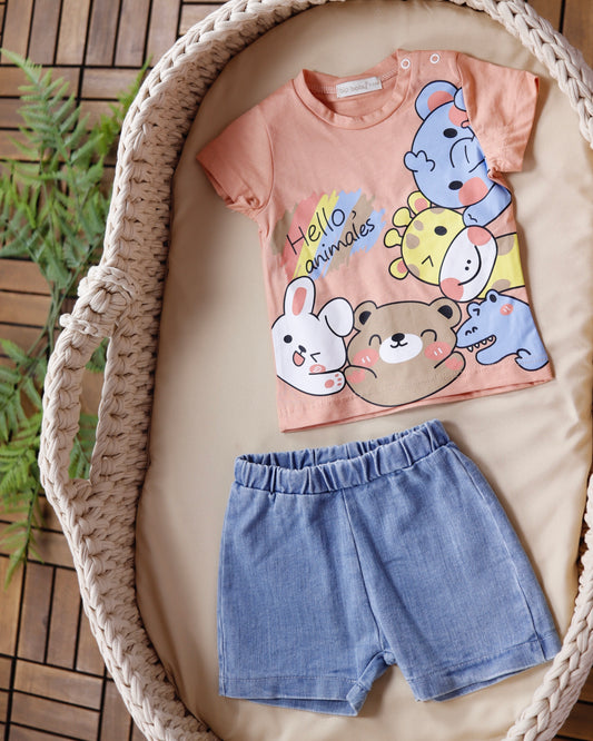 طقم شورت قطعتين🧸