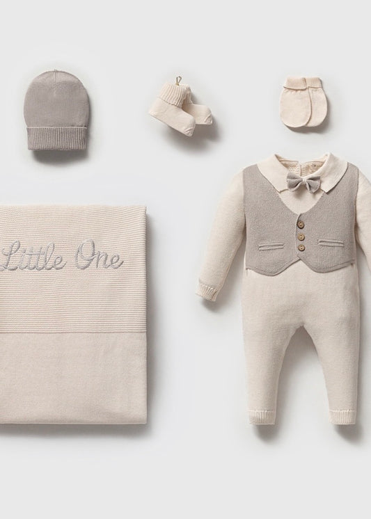 طقم بيبي حديث ولادة قطن غزل طبيعي ١٠٠٪‏ رمادي
